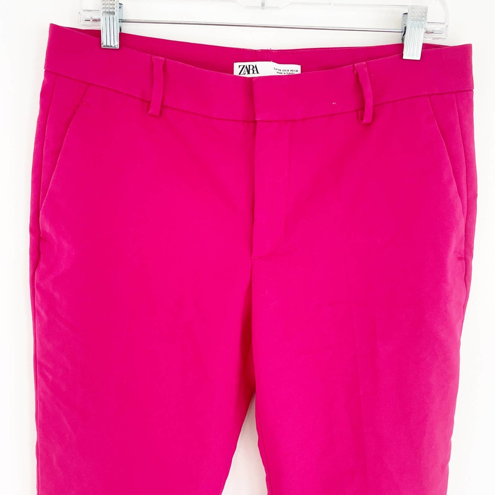 Zara Chino Fit Pink Trouser Dress Pants Pink 8 - Picture 5 of 10